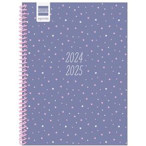 Finocam Diva Agenda 2024/2025 Vue hebdomadaire horizontal Septembre 2024 à juin 2025 (année scolaire) + Juillet et août résumés Stars Catalan