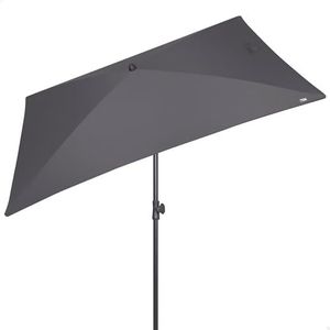 AKTIVE Parasol rechthoekig voor balkon, 200 x 125 cm, kleur antraciet, UV30-bescherming, stalen mast, buis Ø 28/32 mm, kantelbaar en in hoogte verstelbaar, polyesterweefsel, grote parasols (62350),