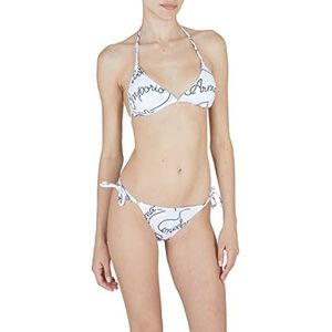 Emporio Armani Logomania Triangel-Bikini, Braziliaanse string, wit/marineblauw, S, Wit/Navy Blauw