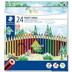 STAEDTLER - Noris Color 185 - kartonnen etui met 24 verschillende kleurpotloden van hout upcycling - 185 C24