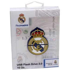 Real Madrid CF USB-stick van rubber, schildvorm, 16 GB, officieel product (CyP-merken)