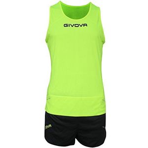 givova Kita07 Uniseks shirt en shorts voor volwassenen, Neon Geel/Zwart