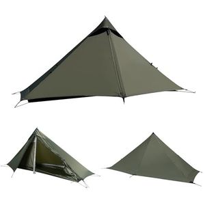 TENPLAY Ultralichte tent voor 1 persoon, 4 seizoenen, licht, nylon, waterdicht 5000 mm, compact, eenvoudig te installeren, draagbaar, beschutting voor kamperen, wandelen, klimmen (groen)