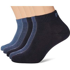 PUMA Quarter effen sokken (5 stuks) unisex sokken voor volwassenen (5 stuks), denim blauw, 43-46 EU, Denim blauw