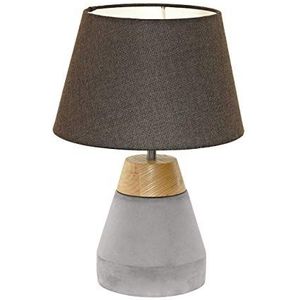 EGLO Tafellamp Tarega, 1 lamp tafellamp van staal, hout, beton, stof, kleur: grijs, bruin, fitting: E27, incl. schakelaar
