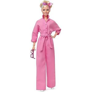Barbie HRF29 De film, beweegbare modepop in combinatie, roze bubbel-gum broek met zonnebril en sjaal, sokkel inbegrepen, om te verzamelen, speelgoed voor kinderen, vanaf 3 jaar, HRF29