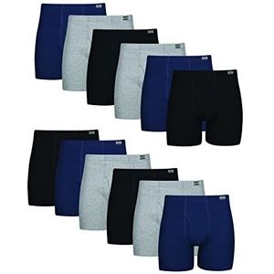 Hanes Tagless Boxer Briefs met stoffen beklede tailleband, multiple packs, beschikbaar boxershorts, 12 stuks, blauw/grijs gesorteerd, XL, 12 stuks - blauw/grijs gesorteerd