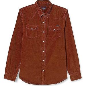 Superdry Vintage Cord Western Shirt Trainingspak voor heren, Denim Co Tobacco Brown