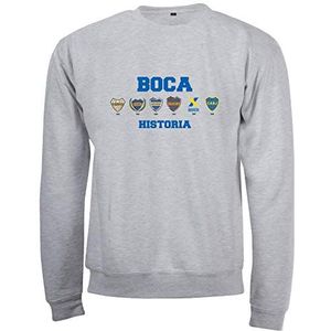 Boca Juniors Sweatshirt, ronde hals, Boca Juniors, Grey Historia logo's, unisex, grijs.