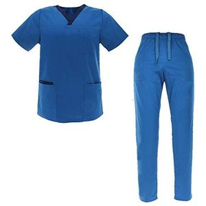 MISEMIYA - Uniseks sanitairuniform (72% polyester, 21% viscose, 7% spandex) – sanitaire uniformen 046-059, Medisch uniform G713-37-blauw