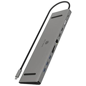 ICY BOX USB-C dockingstation (11-in-1) met 2 x HDMI & 1 x VGA, USB-C docking station voor laptop (Gigabit Ethernet, 3 USB 3.0-poorten, PD 100W), IB-DK2106-C