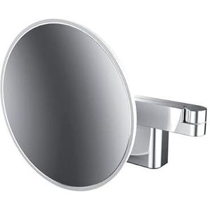 Emco EVO LED make-up en scheerspiegel op arm met dubbele gewrichten, ronde cosmetische spiegel met wandverlichting, dimbare vergrotende spiegel (3 vakken)