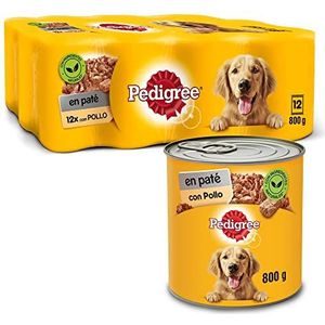 Pedigree Natvoer voor honden, kip in paté (verpakking van 12 blikjes x 800 g)