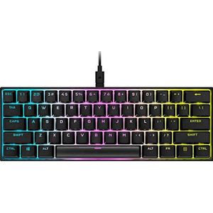 Corsair K65 RGB Mini-gamingtoetsenbord, bekabeld, 60% - Cherry MX RED schakelaars - PBT-toetsen met dubbele schot - iCUE compatibel - QWERTY-lay-out UK - zwart