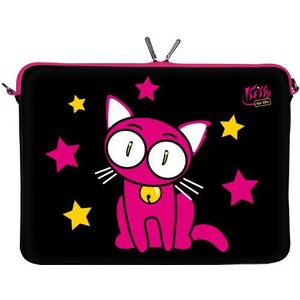 Kitty to Go LS142-15 laptophoes voor laptop, 15,6 inch, zwart/roze kattenpatroon