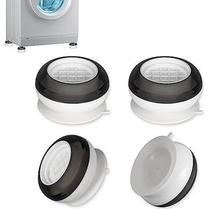 Alyvisun Wasmachine, 4 stuks, universeel, anti-trillingsmat, wasmachine, antislip, voet, schokdempers, roestvrij, houder voor droger, koelkast (wit)