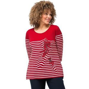 Ulla Popken T-shirt met 3/4 mouwen, kwallen T-shirt voor dames, Rood