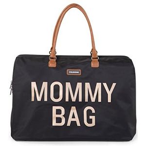 CHILDHOME, Mommy Bag, luiertas, moederschap, reistas, grote capaciteit, aankleedmat, verstelbare schouderriem, vakken, koeltas, koffer, zwart/goud