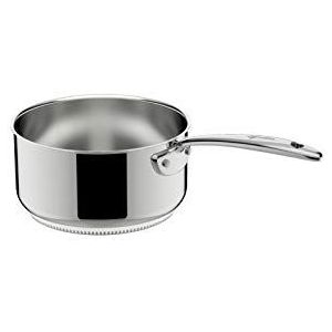 Lagostina Accademia Lagofusion steelpan van roestvrij staal 18/10 met lange handgreep, Ø 20 cm, inductie, gas en oven, buitenkant gepolijst en gesatineerd interieur, geklonken handvat, 5-laagse bodem