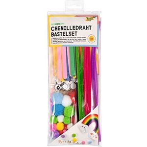 folia 93501 - Chenille garen knutselset ""Rainbow"" voor kinderen en volwassenen - hersluitbare tas met vele gebruiksvoorwerpen voor het ontwerpen van kleine chenillefiguren