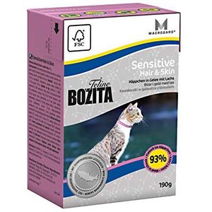 BOZITA Hair&Skin 16 x 190 g duurzaam kattenvoer voor volwassen katten alleen voer