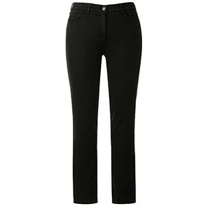Ulla Popken Dames grote maten plus size skinny jeans Sarah, 5-pocket, hoge taille, smalle pasvorm, blauw denim, zwart.