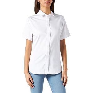 Armani Exchange Herenoverhemd met korte mouwen, slim fit, verborgen knoopsluiting, Wit.