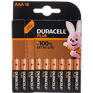 Duracell Alkaline batterijen AAA plus, 1,5 V, LR03 MN2400, 18 stuks [Amazon Exclusive]