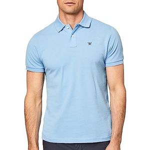 Hackett London Logo strak overhemd polo heren, zomerblauw, 3XL, zomerblauw