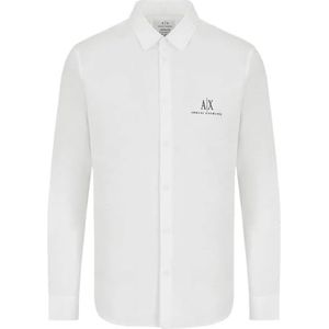 Armani Exchange A|x Armani Exchange Overhemd met lange mouwen en logo pictogram overhemd voor heren, Wit.