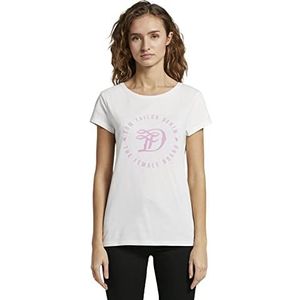 Tom Tailor Denim Logo Tee 10332 Basic T-shirt voor dames, gebroken wit, maat XS