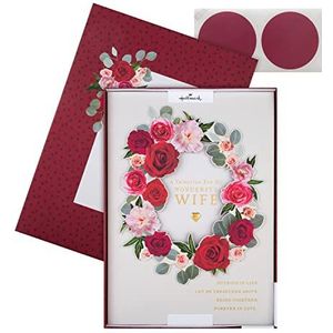 Hallmark Luxe Valentijnsdag kaart voor dames, traditionele bloemenkrans met geschenkdoos