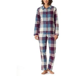Schiesser Lange flanellen pyjama van 100% katoen met knopen - winter pijama set dames, Meerkleurig 2