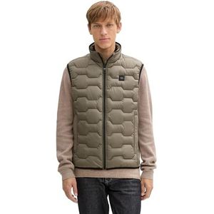 TOM TAILOR Gilet pour homme, 32097 - Vert olive fumé, S