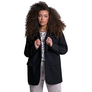 Studio Untold Blazer voor dames, rechte snit, revers, lang, zwart, 42/44, zwart.