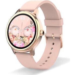 DCU Tecnologic - Smartwatch Sophie - Rose Gold damessmartwatch met roze siliconen band - 1,2 inch HD touchscreen - IP67 waterdicht - 22 sportmodi - Smart DCU-app