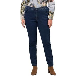 Ulla Popken 804868 Sophie Damesjeans, grote maten, comfortabele tailleband, Denim blauw