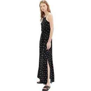 TOM TAILOR Denim 1036843 Maxi-jurk met riem om te binden dames (1 stuk), 31950 - Kleine zwarte bloemenprint