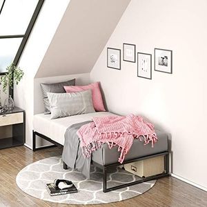 ZINUS Lorelai 31 cm bedframe met metalen platform, metalen lattenhouder, opbergruimte onder het bed, eenvoudig te installeren, 80 x 190 cm, zwart