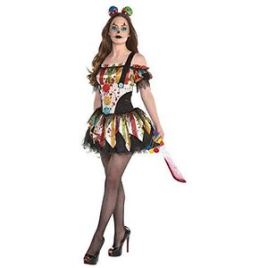 Amscan 9905002 - Scary clown jurk met petticoat en haarband voor carnaval, themafeest, Halloween