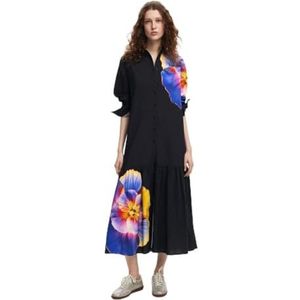 Desigual Robe tissée à manches longues pour femme, Noir, S