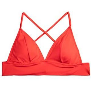Koton Criss Cross Strappy gewatteerde driehoekige bikinitop voor dames, Redvaria (Rv1)