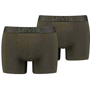 Levi's Melange Wasitband Organic Cotton Boxer Brief Boxer Briefs Heren (2 stuks), Khaki (stad)