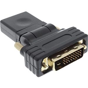 InLine HDMI DVI adapter 17660W HDMI aansluiting op DVI flexibele hoek vergulde contacten 4K2K compatibel