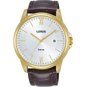 Seiko Heren analoog kwarts horloge met lederen band RS943DX9, goud, riem, Goud, riem