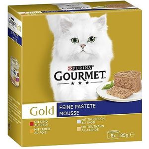 PURINA GOURMET Goud kattenvoer, 12 verpakkingen van 85 g, 12 verpakkingen van 8 stuks