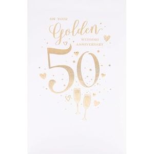 UK Greetings Gouden trouwdagkaart – 50e trouwdag – verjaardagskaart voor koppels, meerkleurig, 553661-0-1
