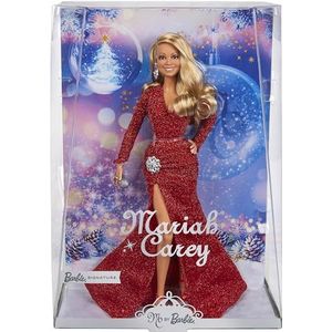 BARBIE HJX17 Mariah Carey verzamelpop, met rode glanzende strokenjurk met split, glamour, zilveren accessoires, rode hakken, kersttradities, decoratie
