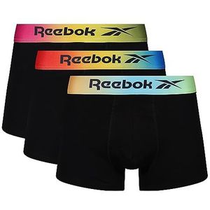 Reebok Reebok boxershorts voor heren, van katoen met elastiek, meerkleurig, boxershorts, 3 stuks, zwart.