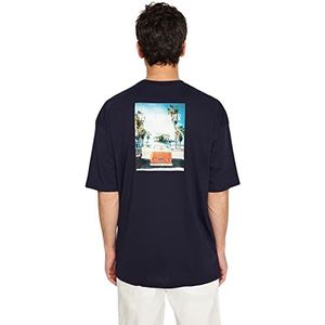 Trendyol Lilac T-shirt voor heren, korte mouwen, zwart, Navy Blauw